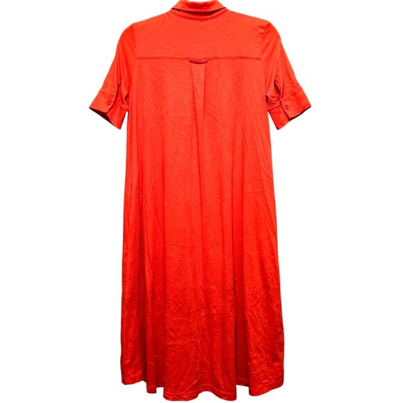 Anonymi Womens Orange A-Line Button-Down Midi Shirt Dress S 100% Pima Cotton - Picture 2 of 9
